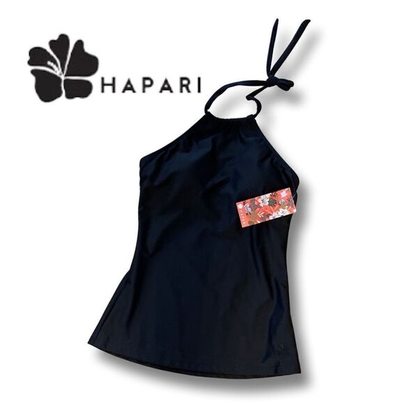 Hapari Black High-Neck Halter Tankini Top • Small • NWT - Picture 1 of 12